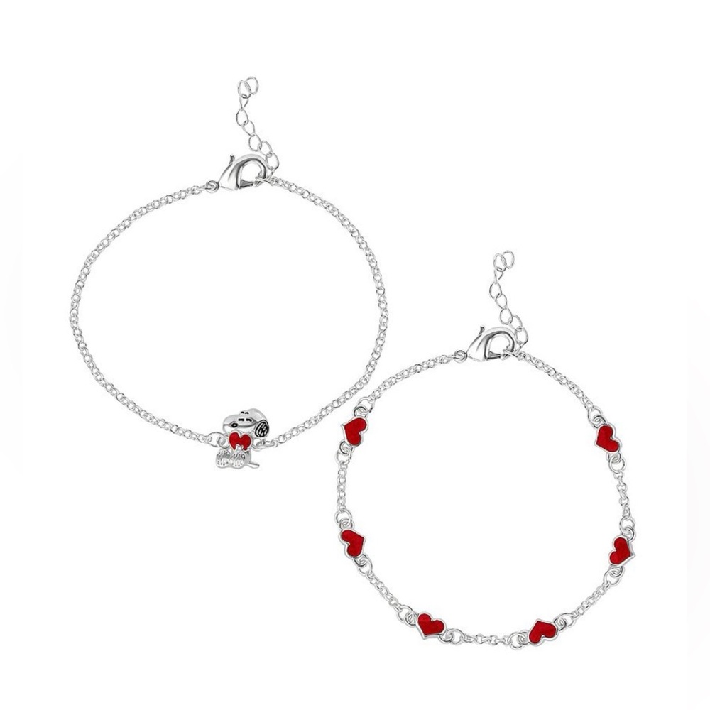 Peanuts Silver Plated Heart Bracelet Set - LAST ONE